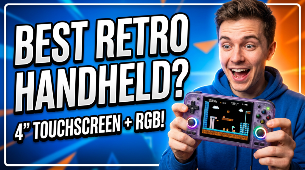 Anbernic RG406V retro handheld games console with 4 inch IPS touchscreen and RGB hall joysticks