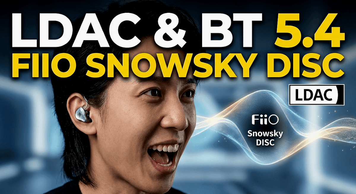 FiiO Snowsky DISC circular touchscreen player playing lossless FLAC audio with IEMs