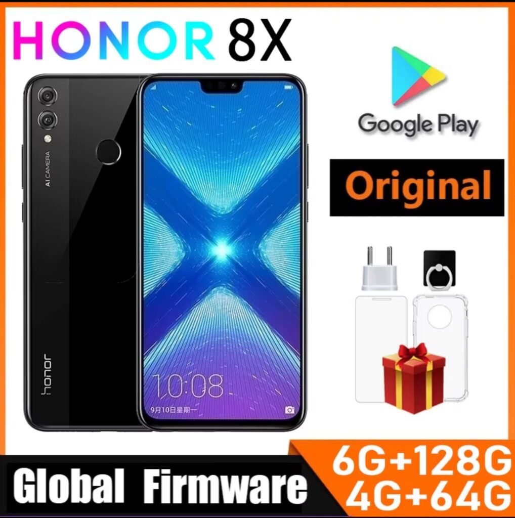 Honor 8X Global Firmware smartphone with blue display, Google Play, 6GB+128GB and 4GB+64GB variants