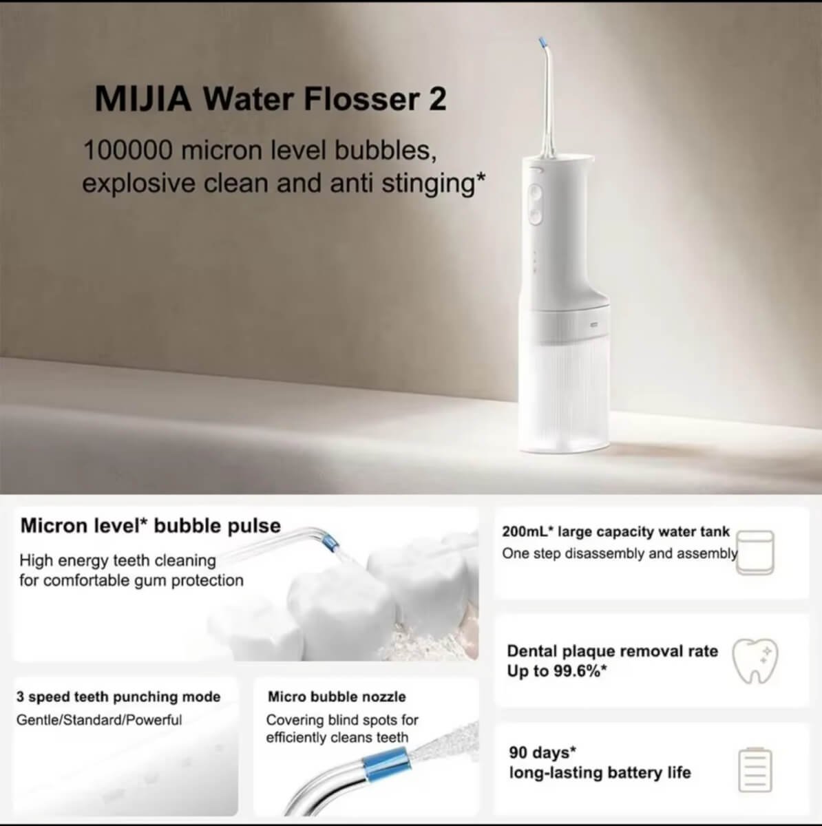 Xiaomi water flosser 2 review water spray pressure test
